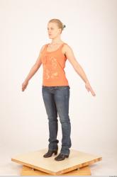 Whole Body Woman White Casual Slim Female Studio Poses